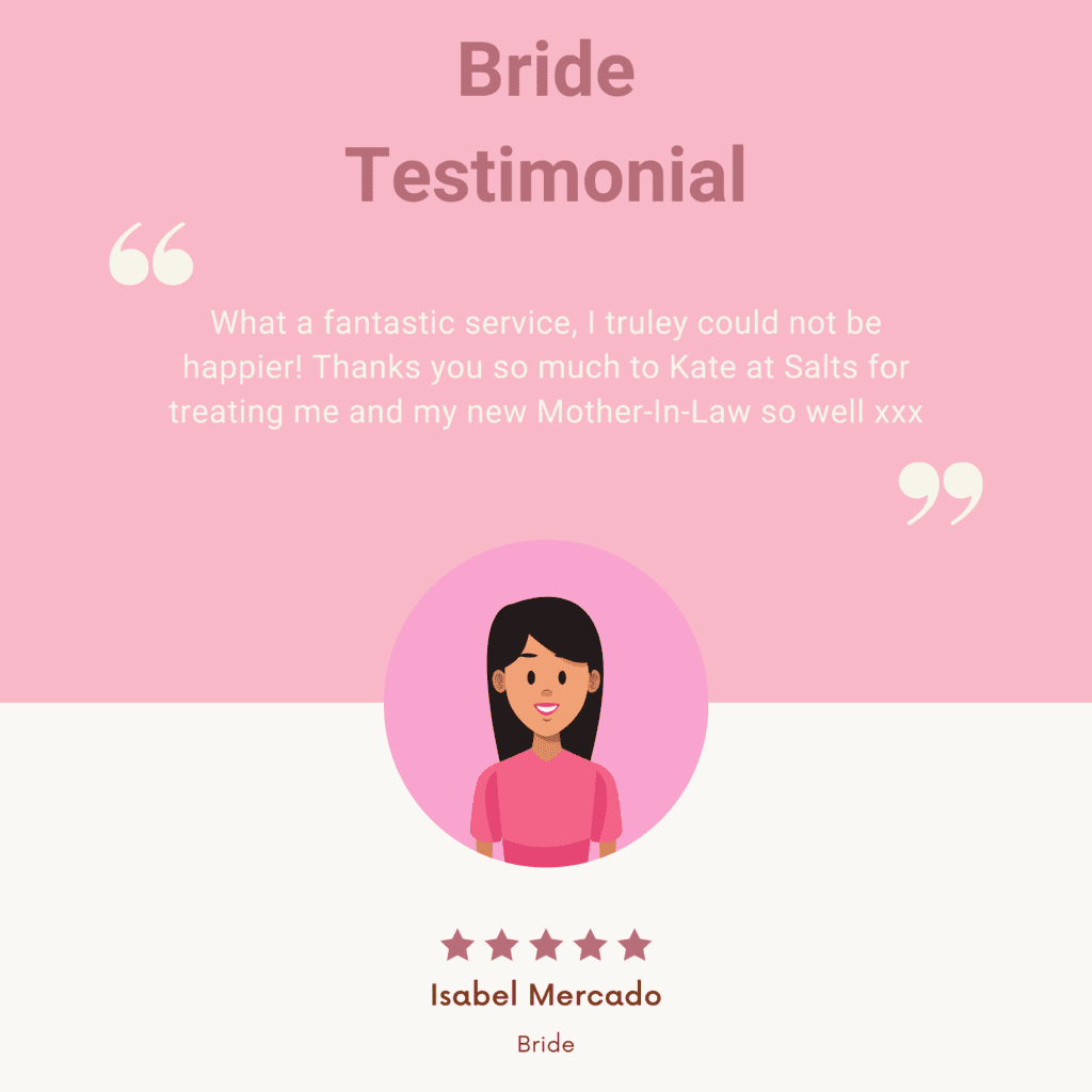 Bride who has used bigdaybeauty.co.uk leaves a positive review about her wedding hairstylist.